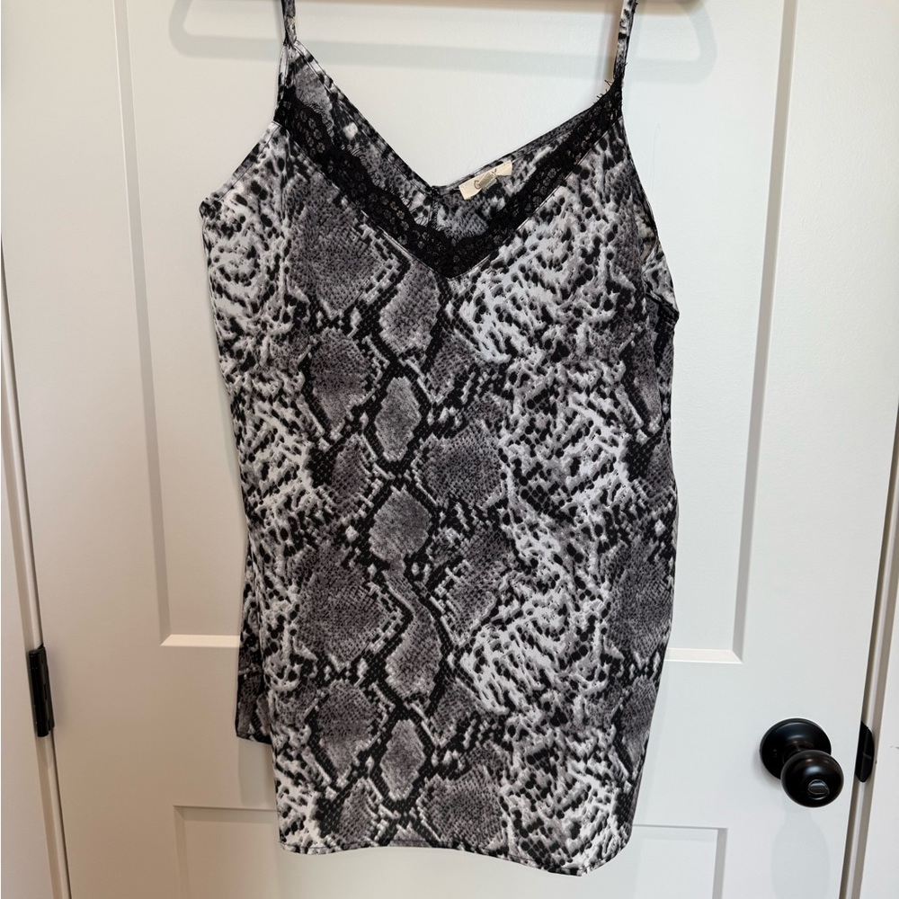 ODDY Black and White Snake Print Camisole